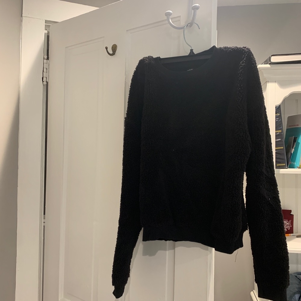 Fuzzy black crew neck